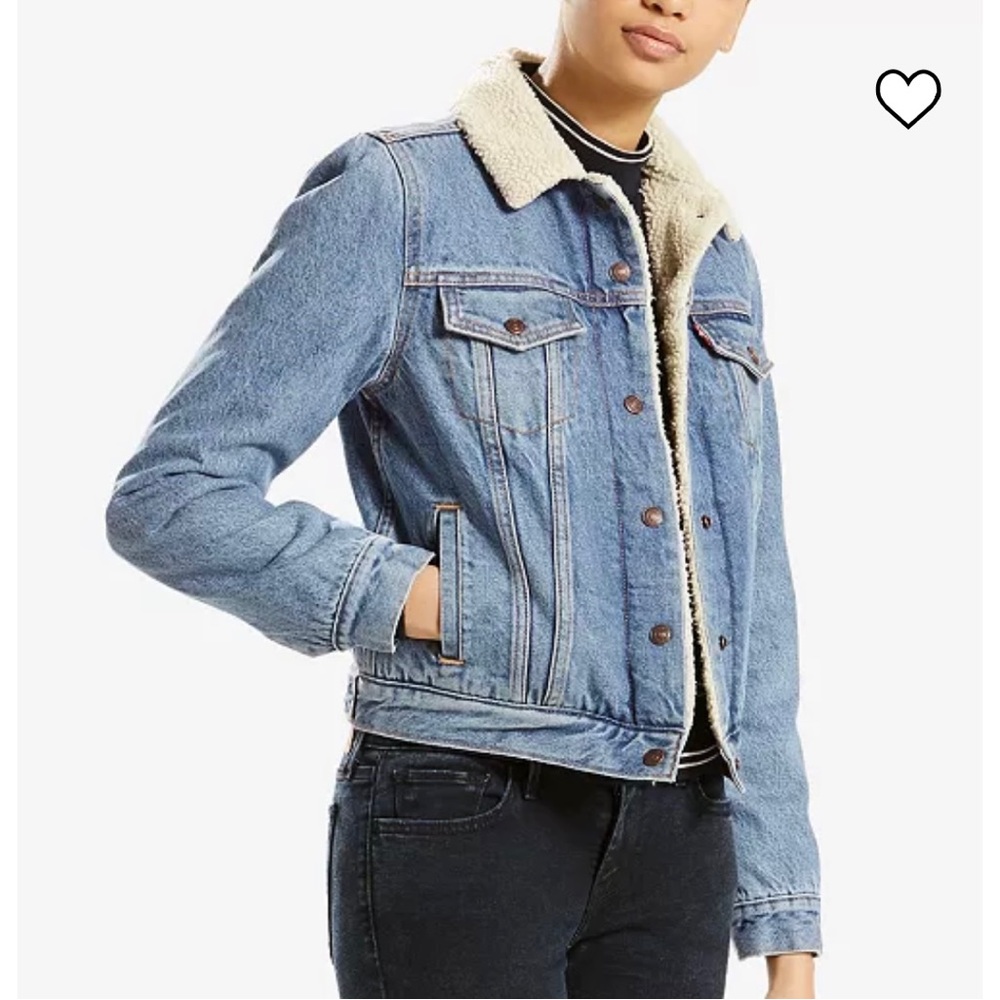Anthropologie Levi’s Original Trucker Denim Sherpa Jacket